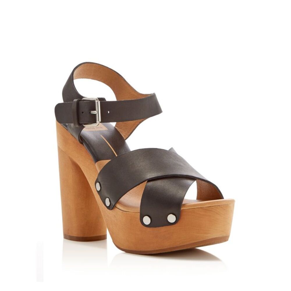 DOLCE VITA Womens Black 1-1/2" Platform Tildah Block Heel Leather Sandals 11 M